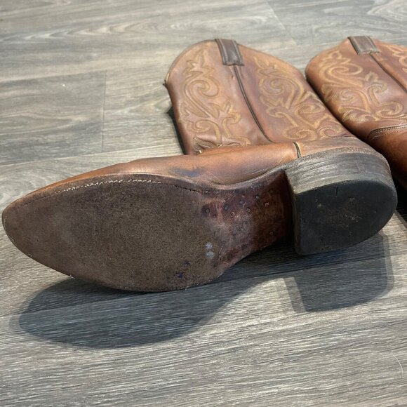 Justin Men's 10.5D Apache Brown Leather Western Cowboy Round Toe Boots 2253 - Picture 9 of 12